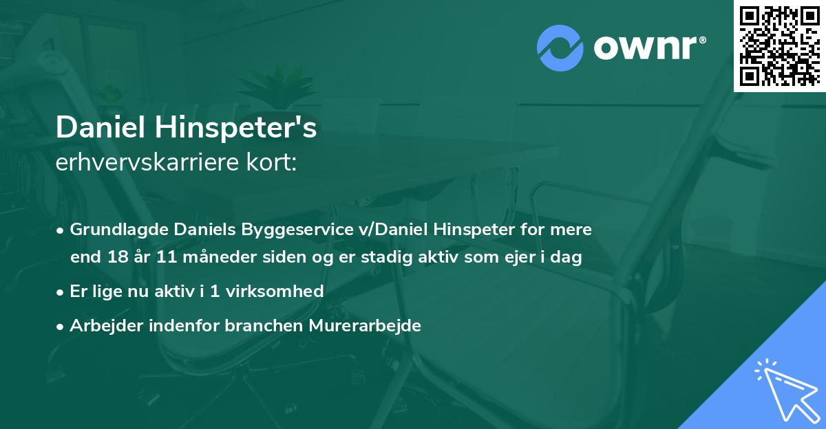 Daniel Hinspeter's erhvervskarriere kort
