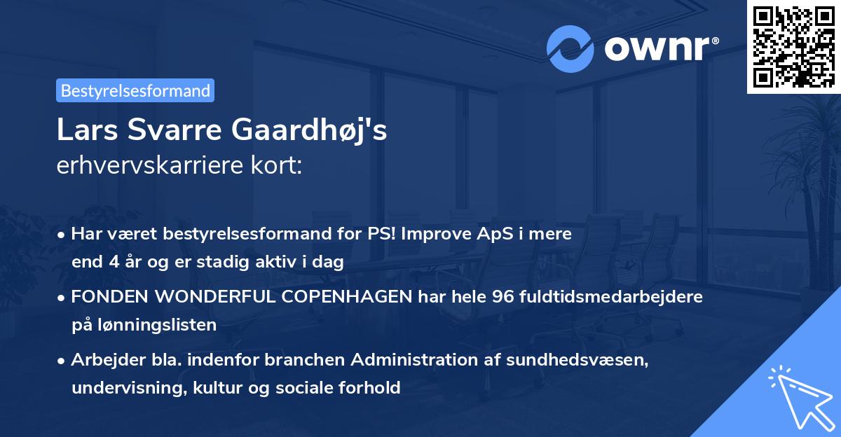 Lars Svarre Gaardhøj's erhvervskarriere kort