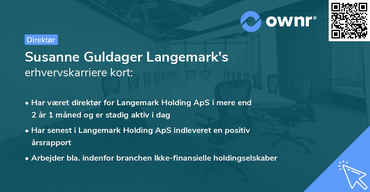 Susanne Guldager Langemark's erhvervskarriere kort