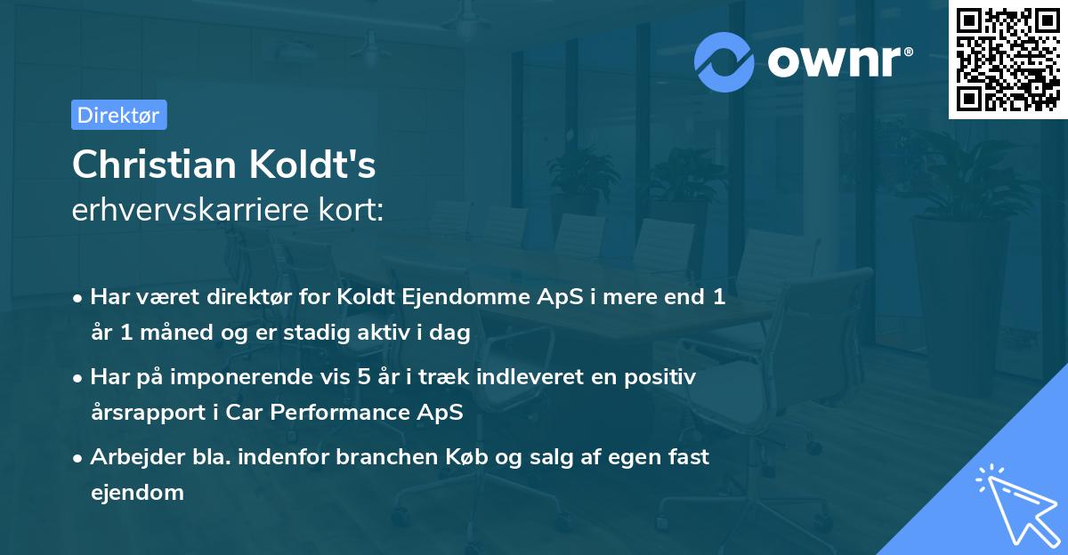 Christian Koldt's erhvervskarriere kort
