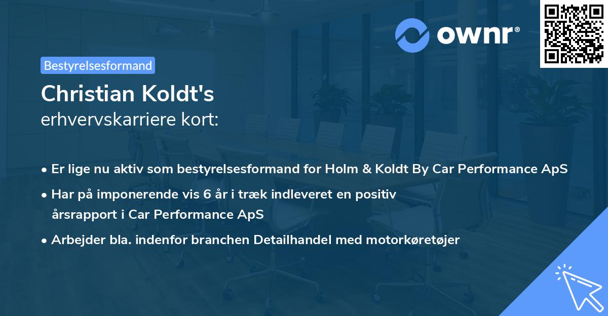 Christian Koldt's erhvervskarriere kort