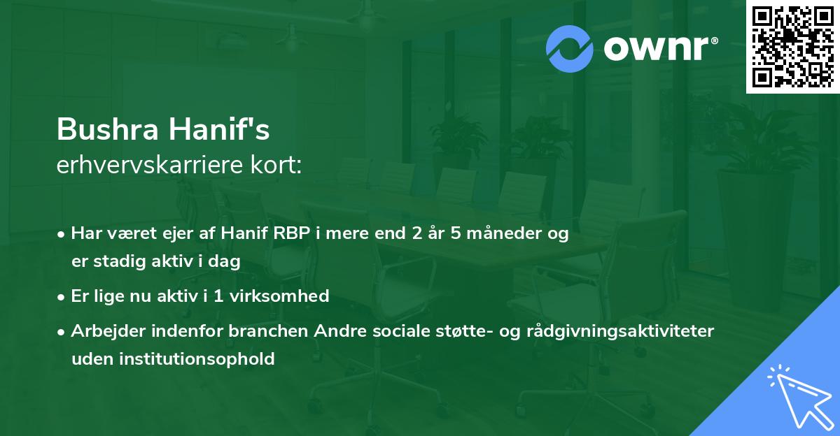 Bushra Hanif's erhvervskarriere kort