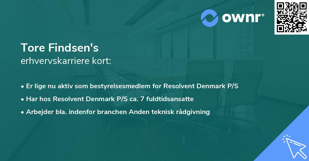 Tore Findsen's erhvervskarriere kort