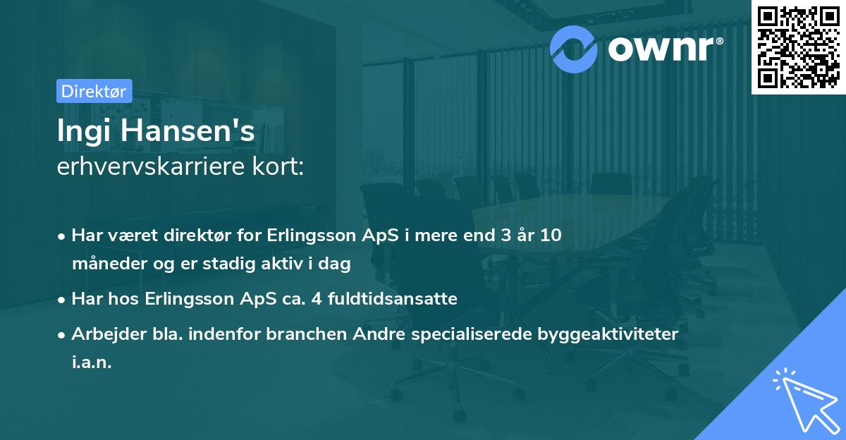Ingi Hansen's erhvervskarriere kort