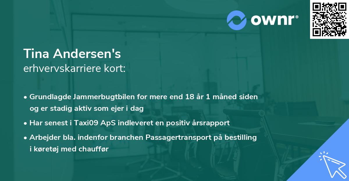Tina Andersen's erhvervskarriere kort