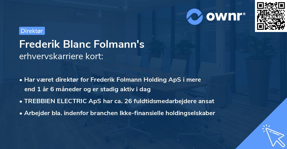 Frederik Blanc Folmann's erhvervskarriere kort