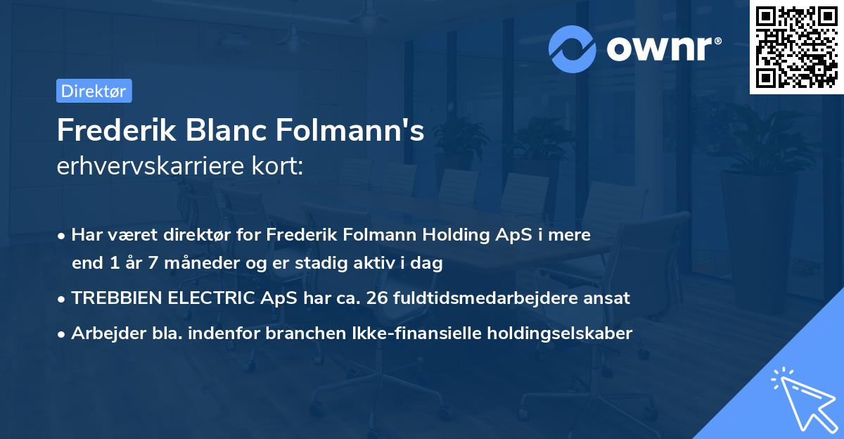 Frederik Blanc Folmann's erhvervskarriere kort