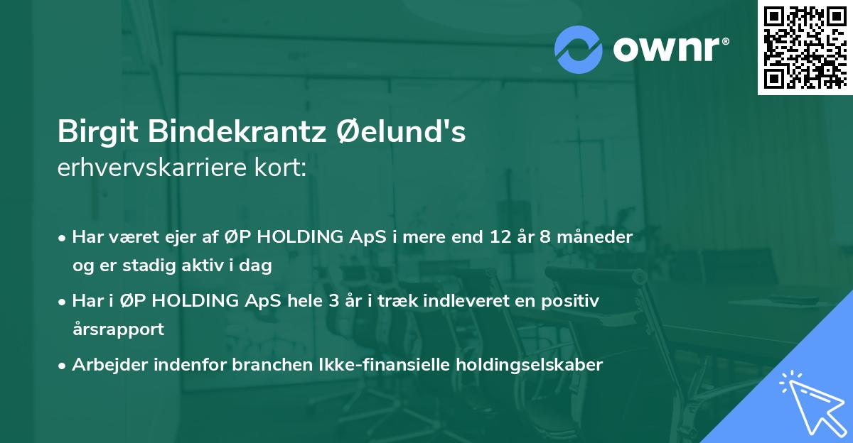 Birgit Bindekrantz Øelund's erhvervskarriere kort