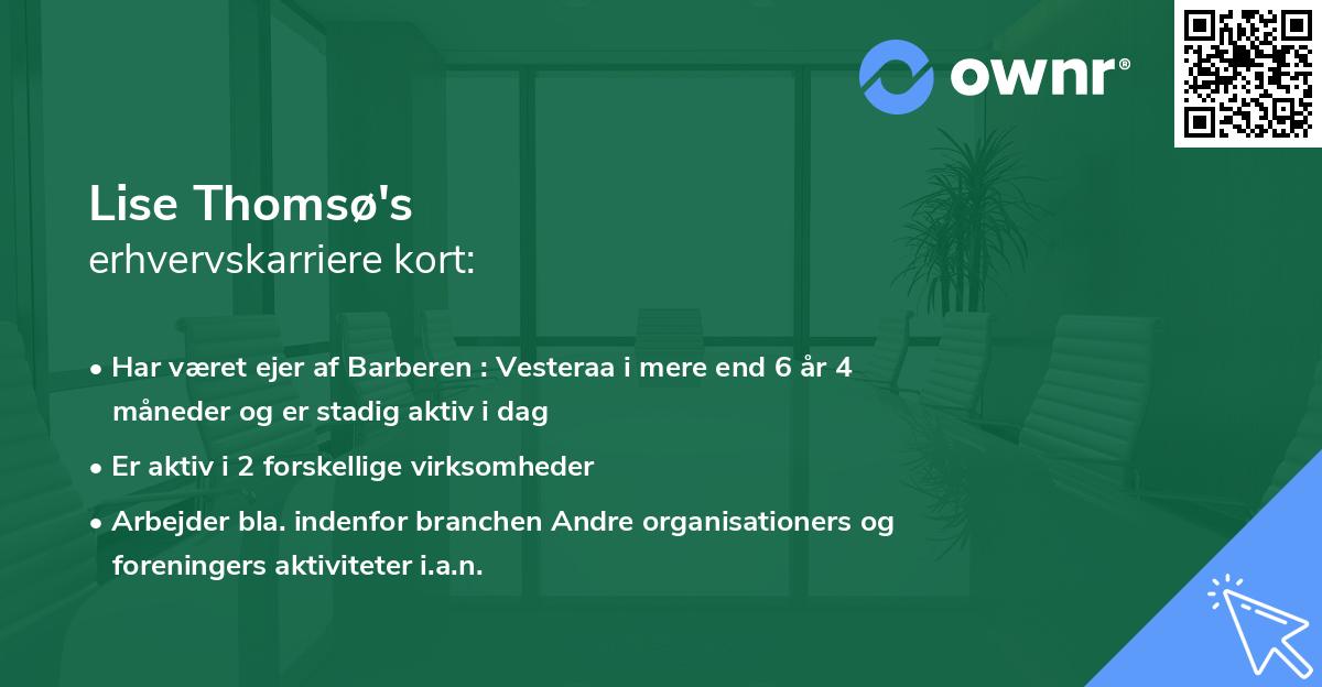 Lise Thomsø's erhvervskarriere kort
