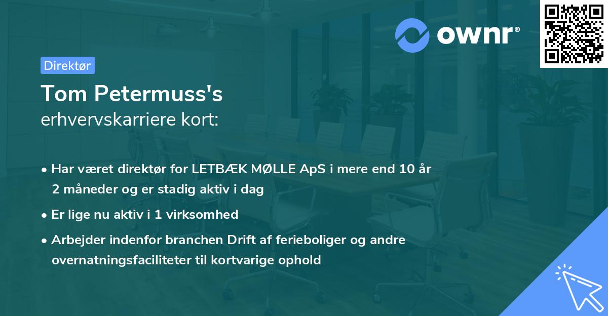 Tom Petermuss's erhvervskarriere kort