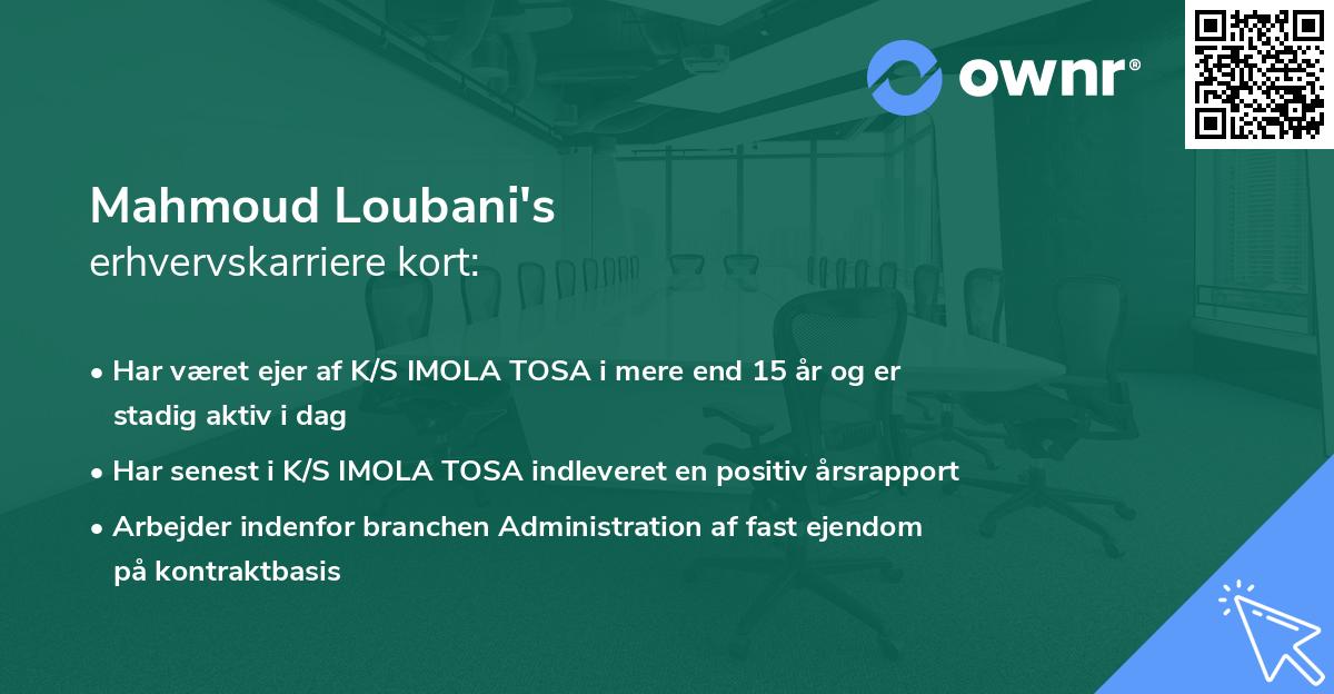 Mahmoud Loubani's erhvervskarriere kort