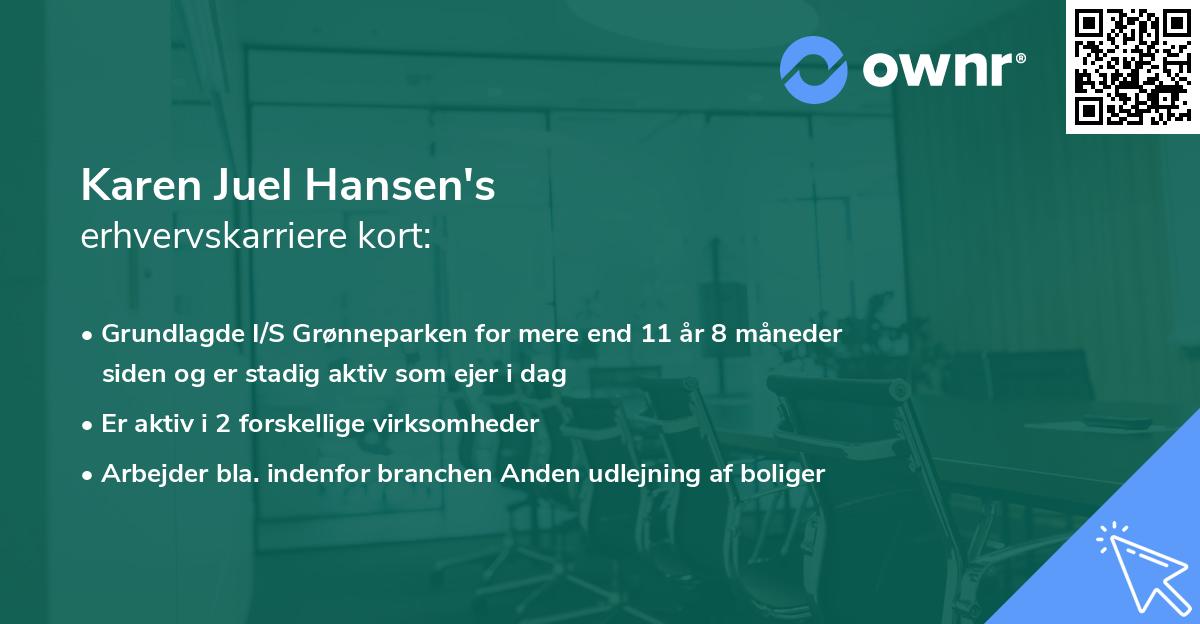 Karen Juel Hansen's erhvervskarriere kort