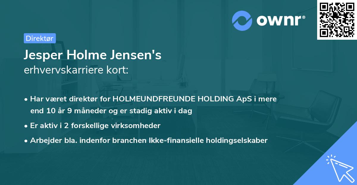 Jesper Holme Jensen's erhvervskarriere kort