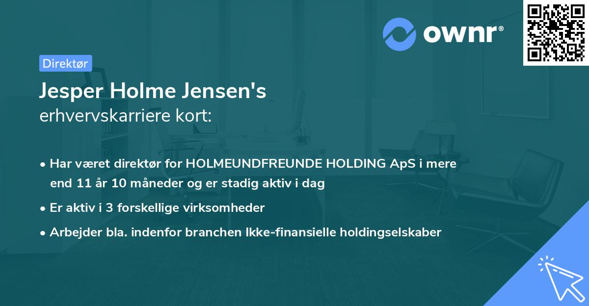 Jesper Holme Jensen's erhvervskarriere kort