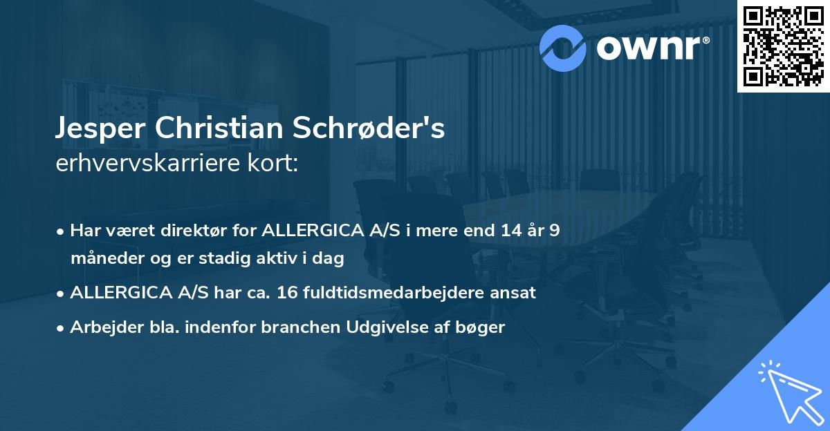 Jesper Christian Schrøder's erhvervskarriere kort