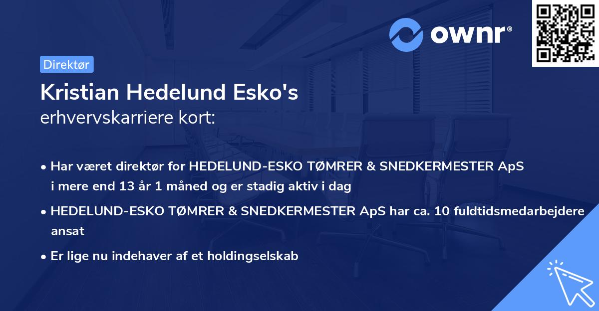 Kristian Hedelund Esko's erhvervskarriere kort