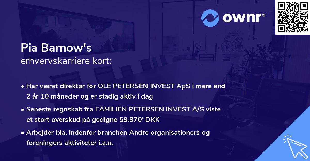 Pia Barnow's erhvervskarriere kort