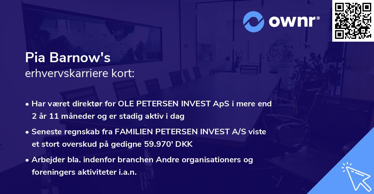 Pia Barnow's erhvervskarriere kort