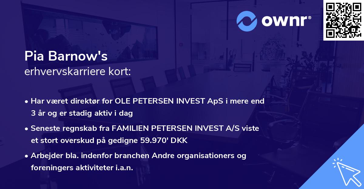 Pia Barnow's erhvervskarriere kort