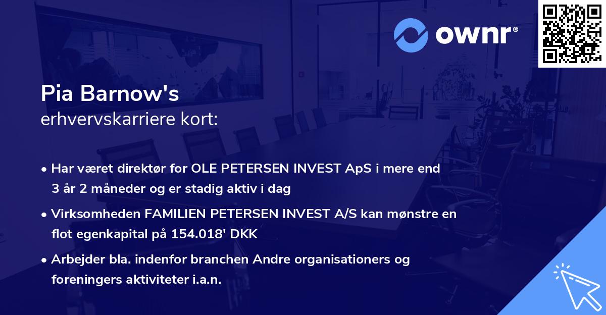 Pia Barnow's erhvervskarriere kort