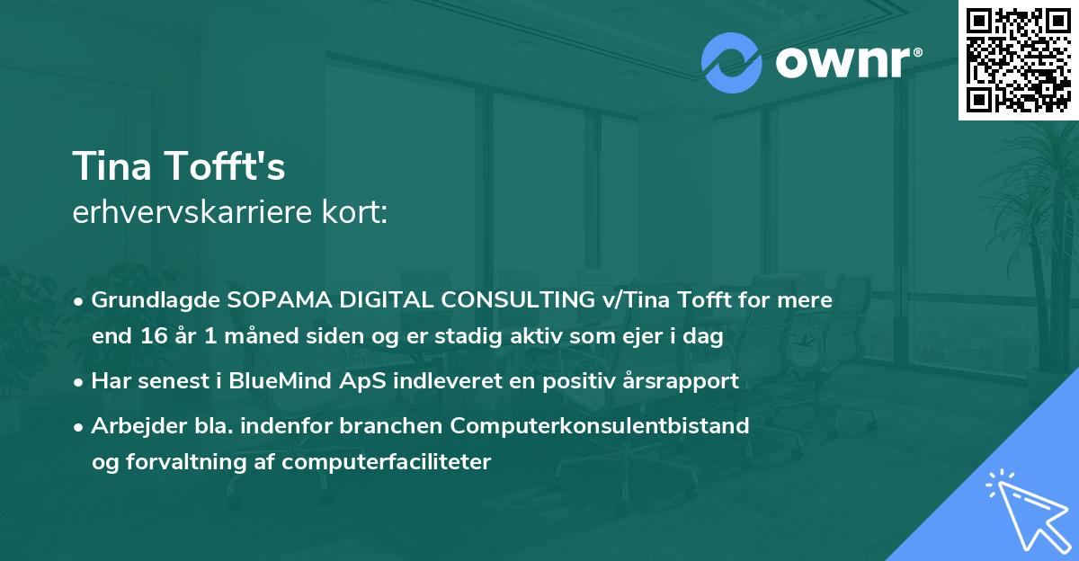 Tina Tofft's erhvervskarriere kort