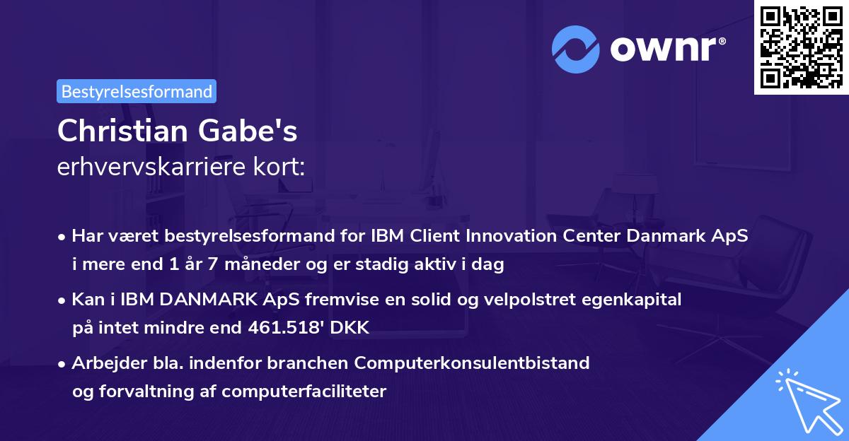 Christian Gabe's erhvervskarriere kort