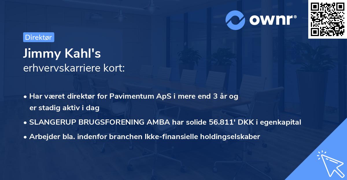 Jimmy Kahl's erhvervskarriere kort