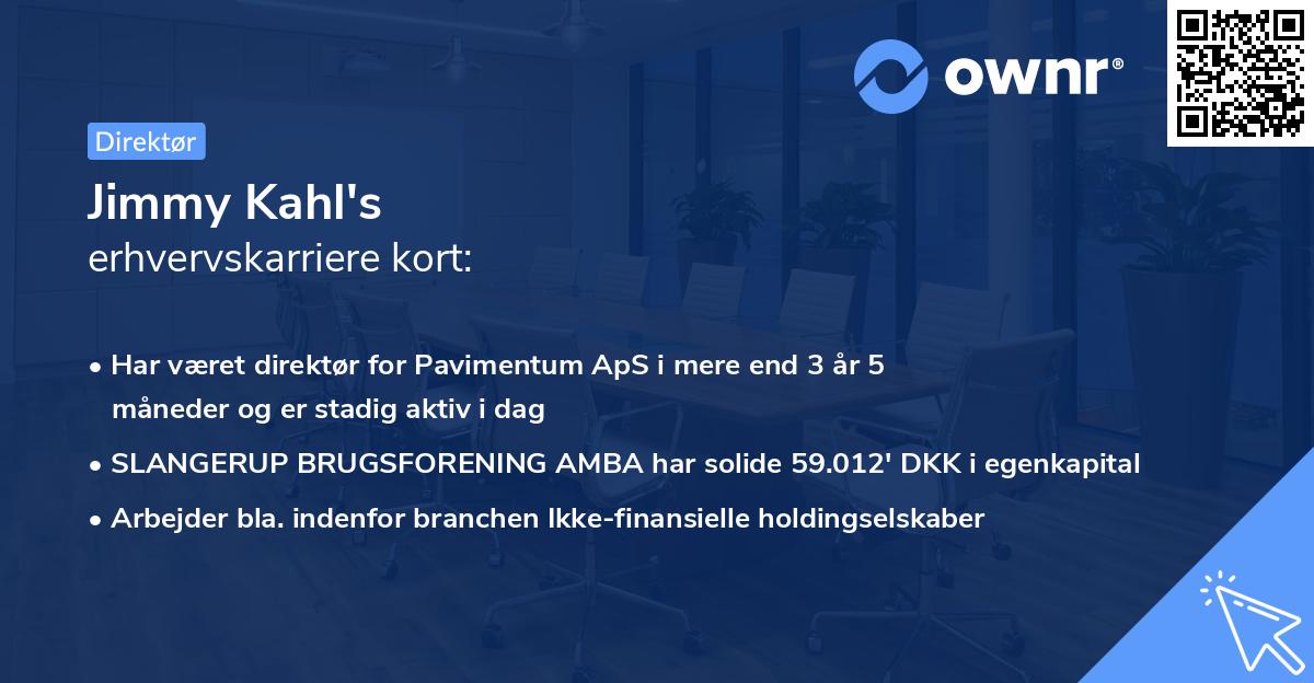 Jimmy Kahl's erhvervskarriere kort