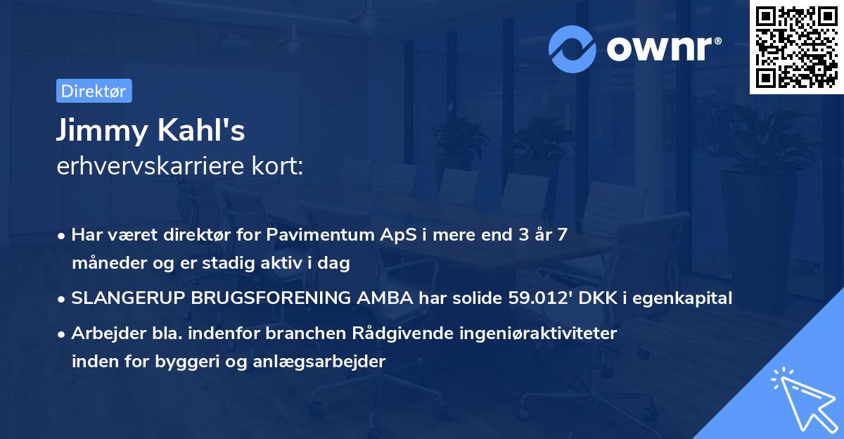 Jimmy Kahl's erhvervskarriere kort