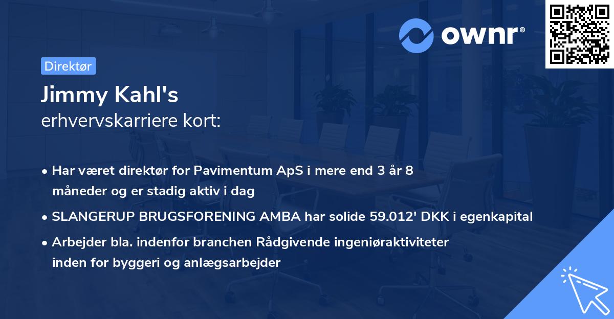 Jimmy Kahl's erhvervskarriere kort
