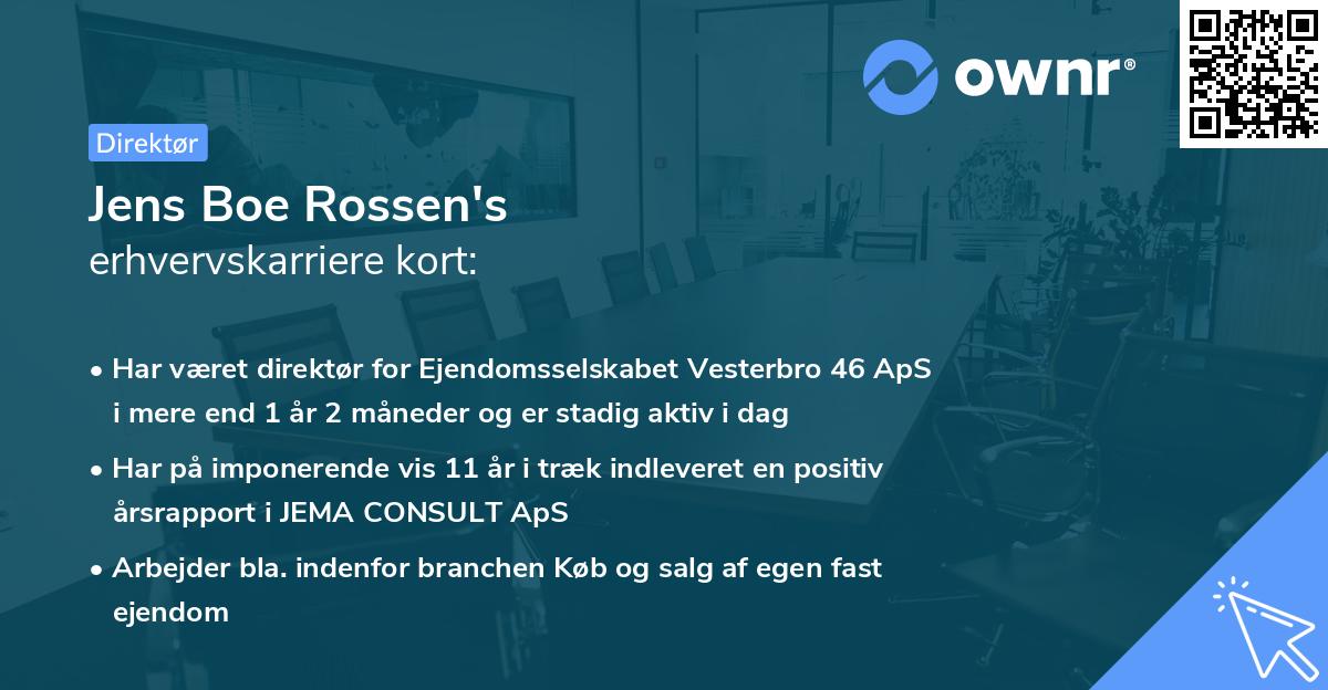 Jens Boe Rossen's erhvervskarriere kort