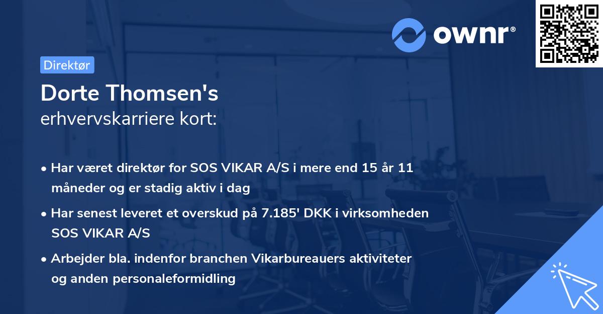 Dorte Thomsen's erhvervskarriere kort