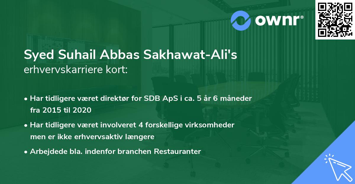 Syed Suhail Abbas Sakhawat-Ali's erhvervskarriere kort