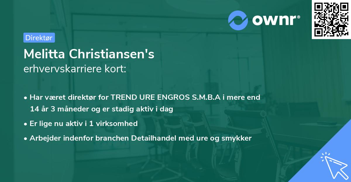 Melitta Christiansen's erhvervskarriere kort