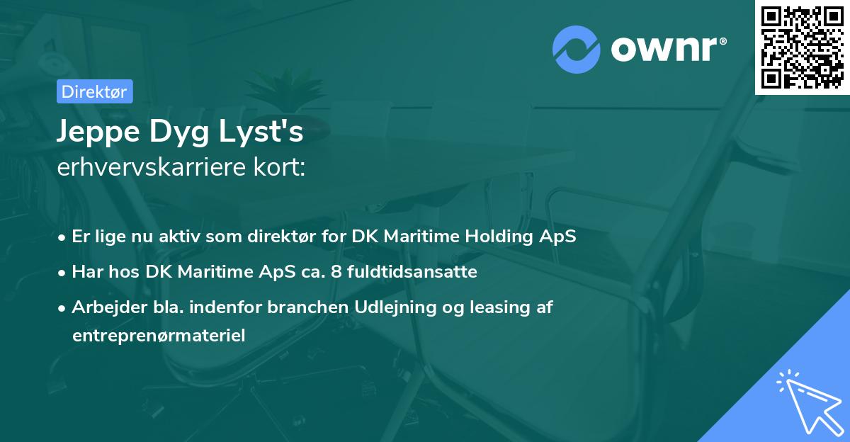 Jeppe Dyg Lyst's erhvervskarriere kort