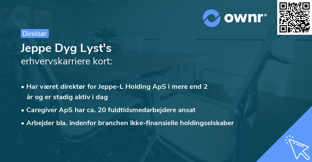 Jeppe Dyg Lyst's erhvervskarriere kort