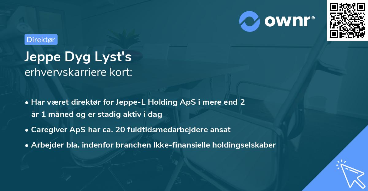 Jeppe Dyg Lyst's erhvervskarriere kort