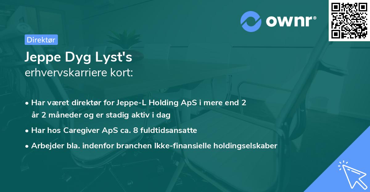 Jeppe Dyg Lyst's erhvervskarriere kort