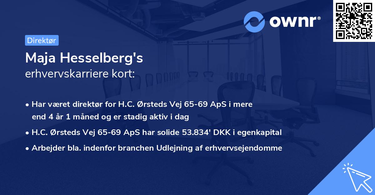 Maja Hesselberg's erhvervskarriere kort