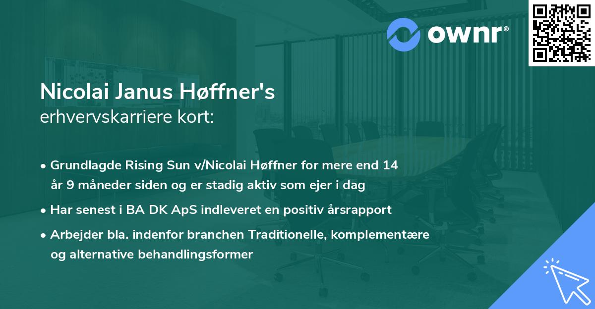 Nicolai Janus Høffner's erhvervskarriere kort