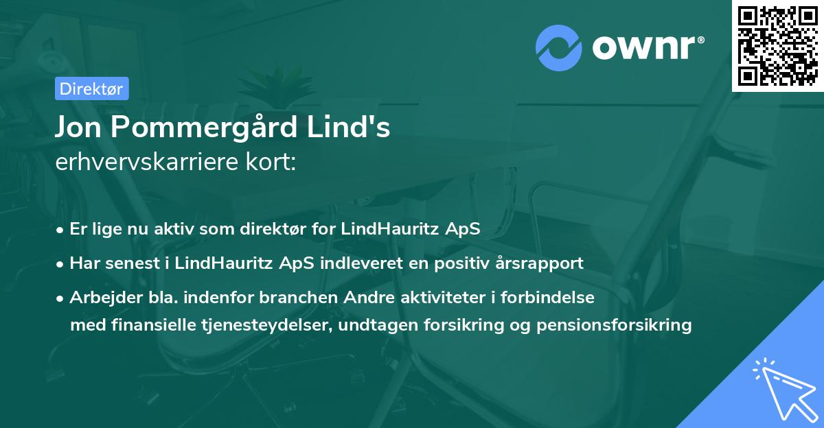 Jon Pommergård Lind's erhvervskarriere kort