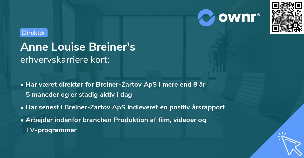 Anne Louise Breiner's erhvervskarriere kort