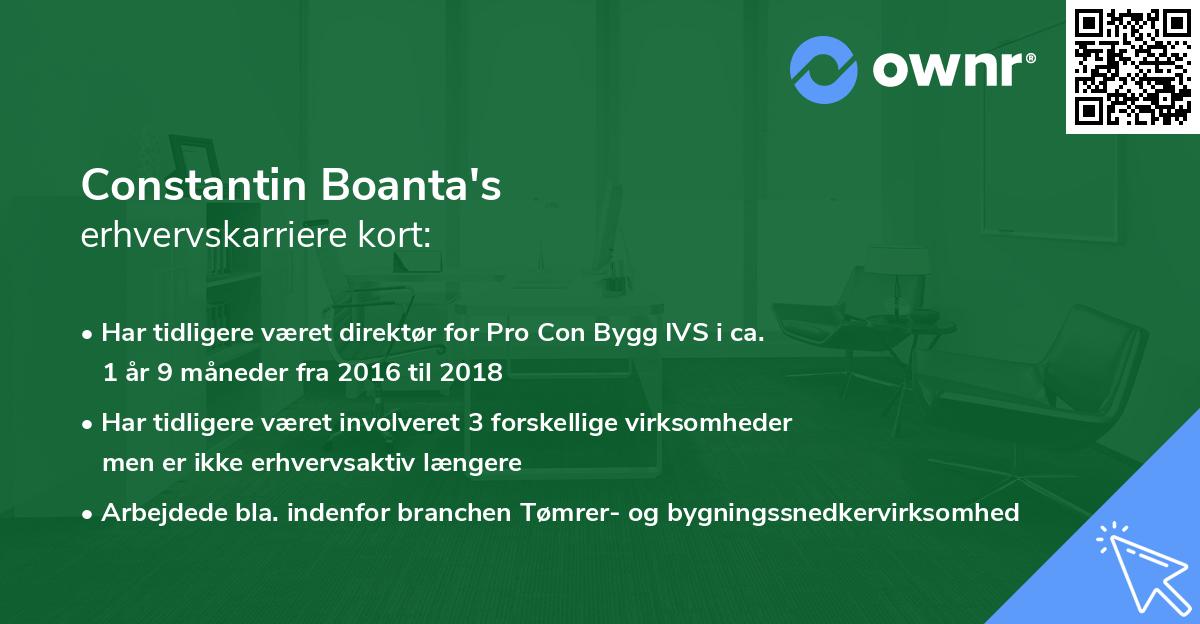 Constantin Boanta's erhvervskarriere kort