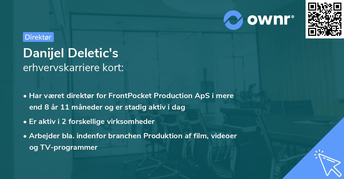 Danijel Deletic's erhvervskarriere kort