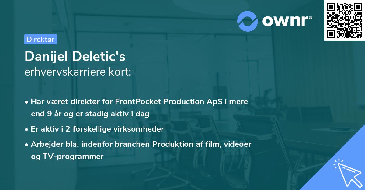 Danijel Deletic's erhvervskarriere kort