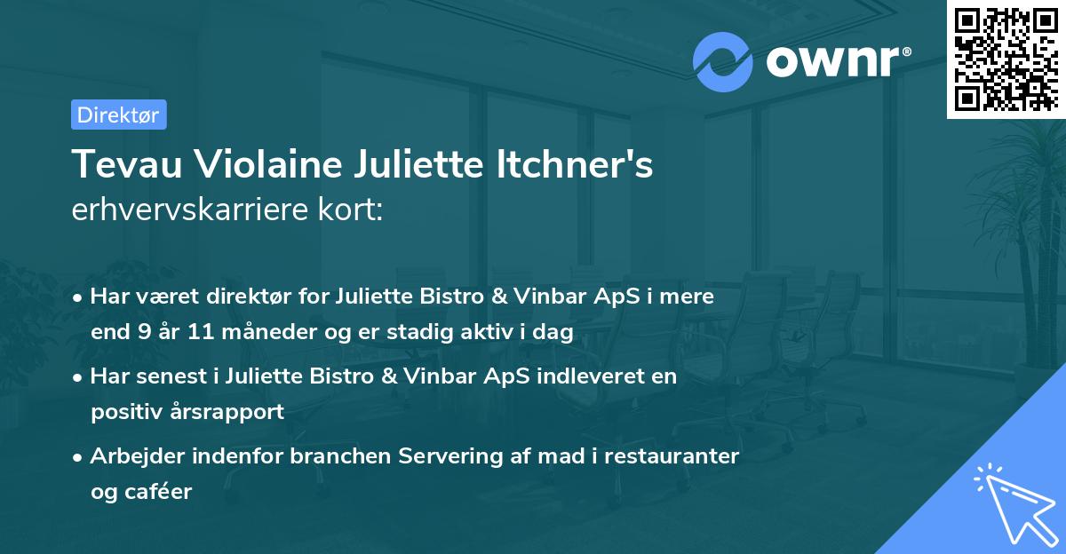 Tevau Violaine Juliette Itchner's erhvervskarriere kort