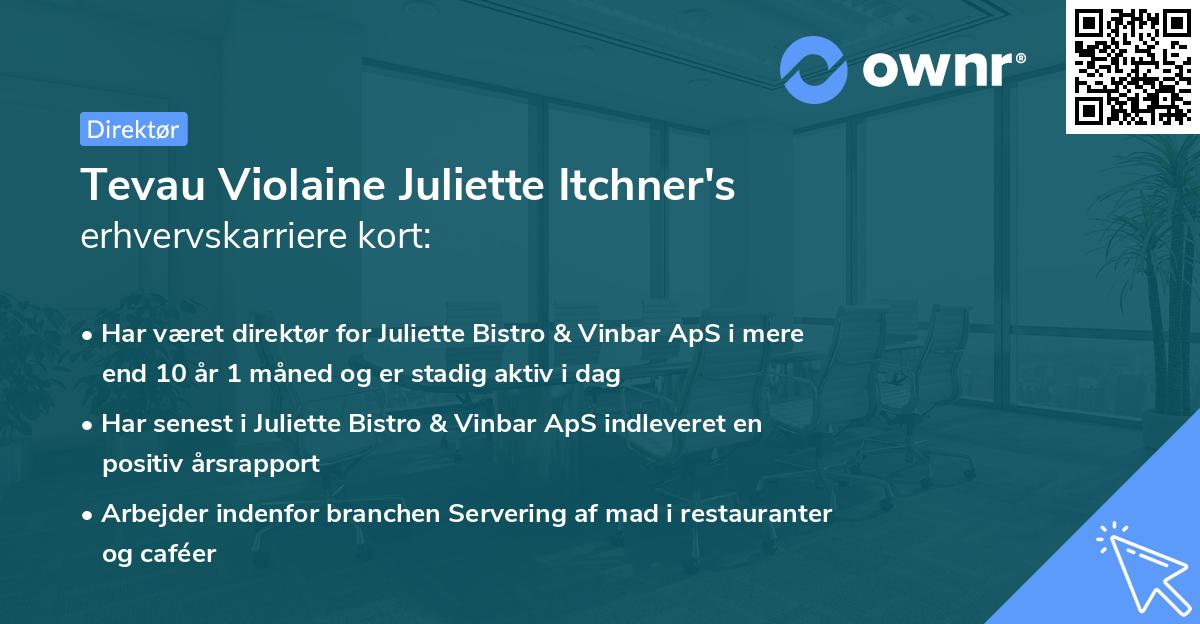 Tevau Violaine Juliette Itchner's erhvervskarriere kort