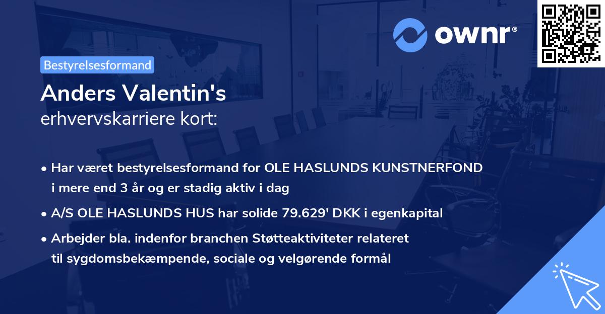 Anders Valentin's erhvervskarriere kort