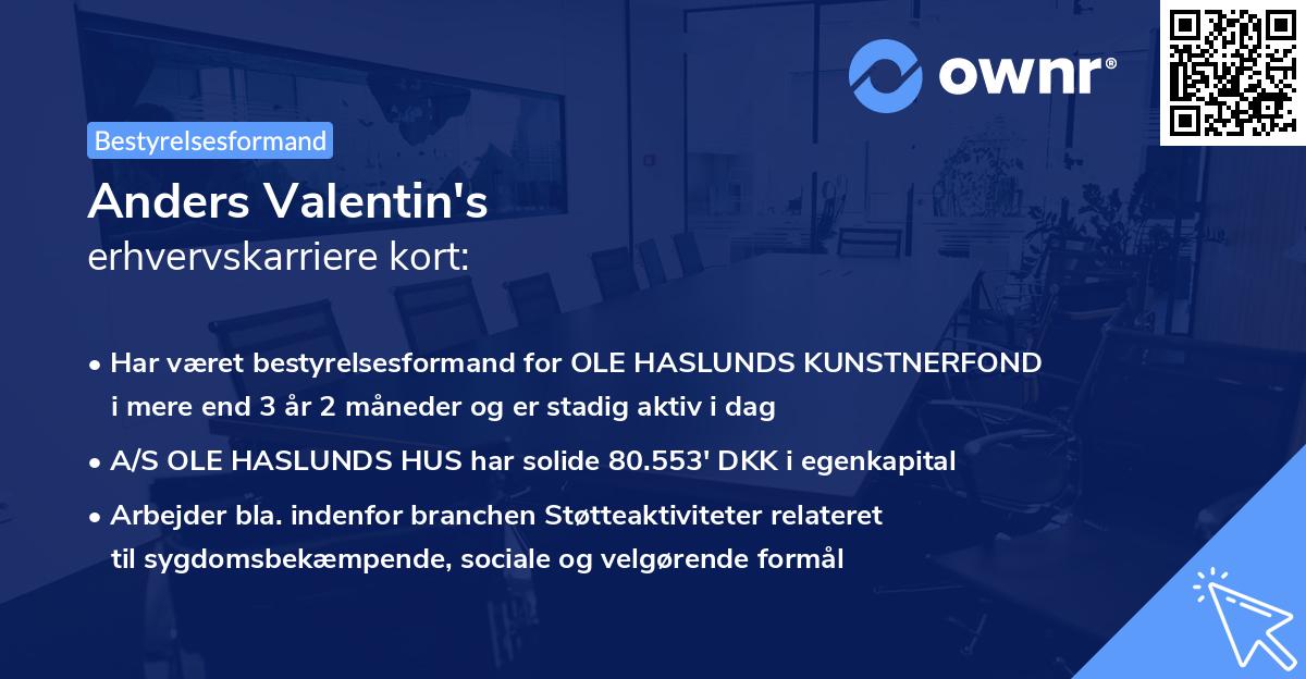 Anders Valentin's erhvervskarriere kort