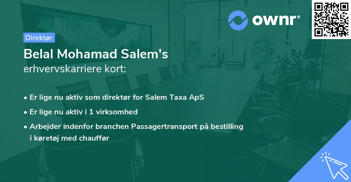 Belal Mohamad Salem's erhvervskarriere kort